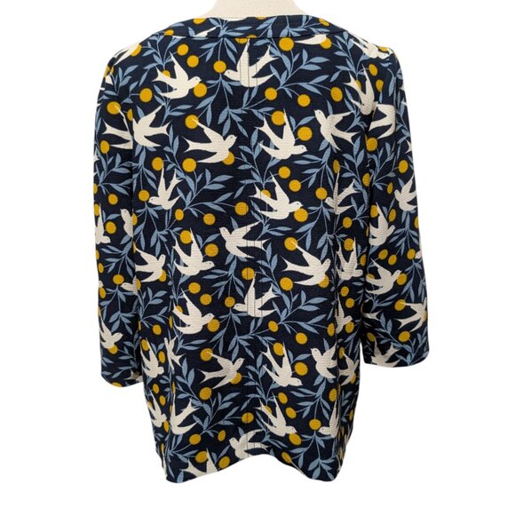 Boden Womens Size 10 Navy Blue Alda Swallow Bird Print Pullover 3/4 Sleeve Top G - Picture 3 of 10